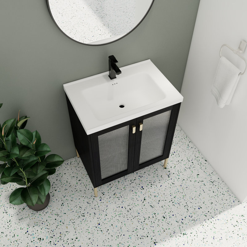 Ensemble de meuble-lavabo simple 28,27 po avec plateau en céramique Rachella