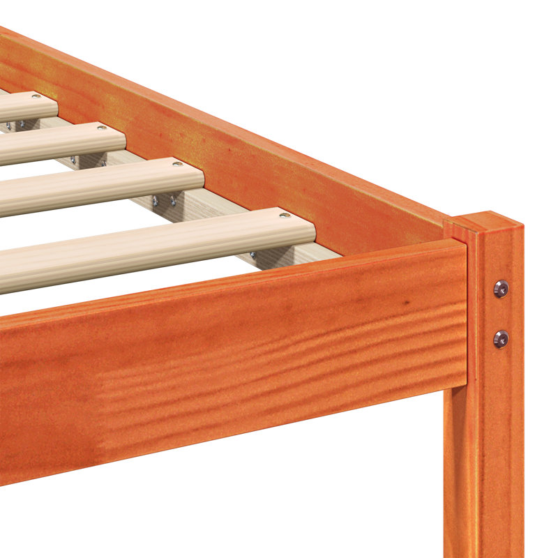 With LED Strip Lights With Headboard Wax Solid Pine Wood, Kingsize (5'), Wax Brown