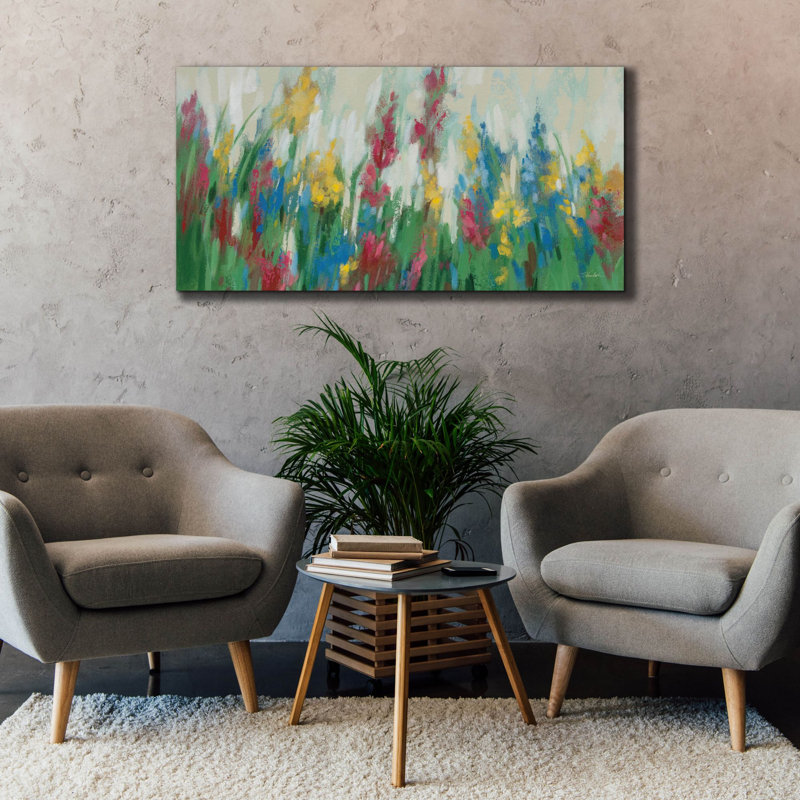  «Fleurs par le chalet C» par Silvia Vassileva, art mural sur toile, 60 po x 30 po, H 30 po x l 60 po