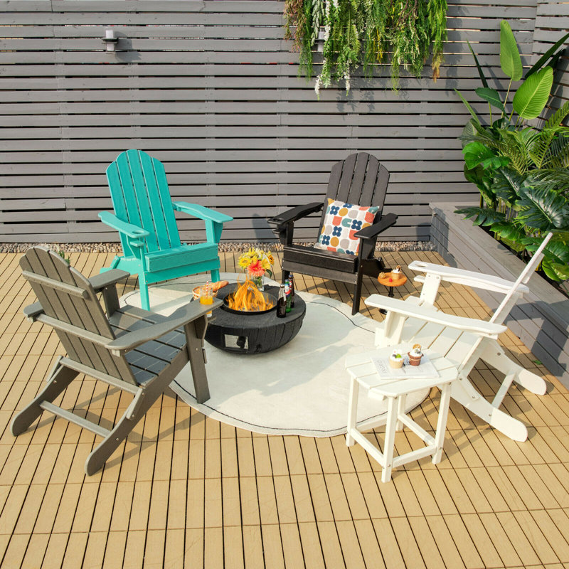 Coulver Foldable Outdoor Adirondack Chair, Turquoise  