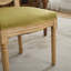 Chaises de salle à manger à structure française en bois avec peinture antique, tissu en lin et dossier en rotin, ensemble de 2, vert olive