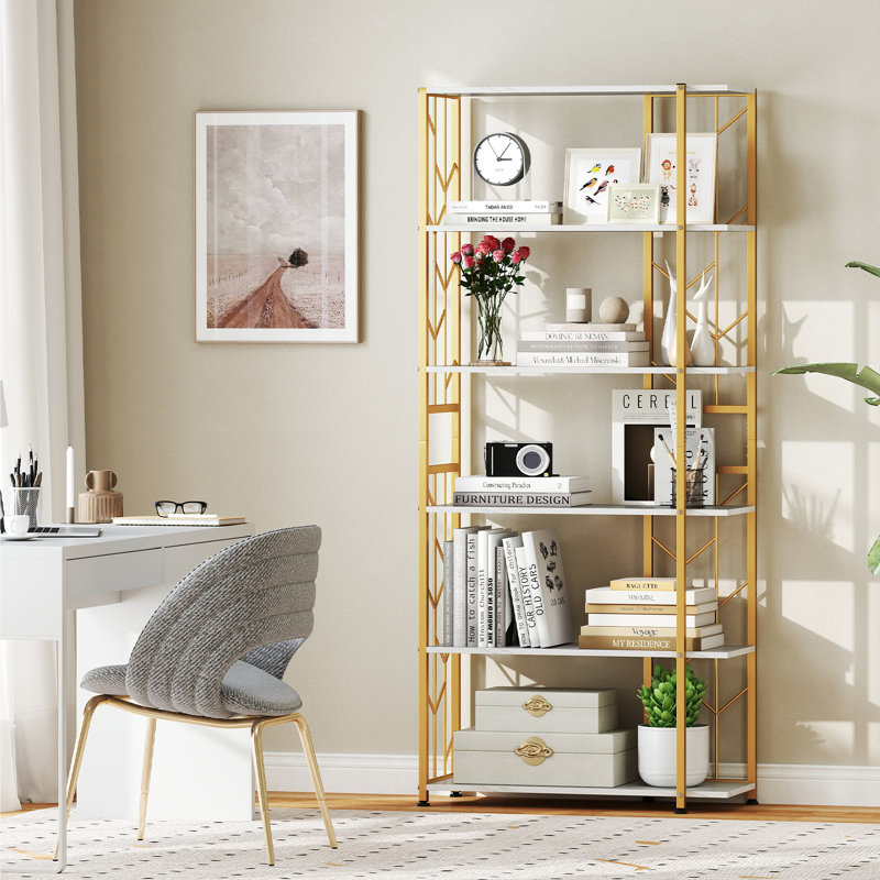 180cm H x 80cm W Metal Etagere Bookcase, White