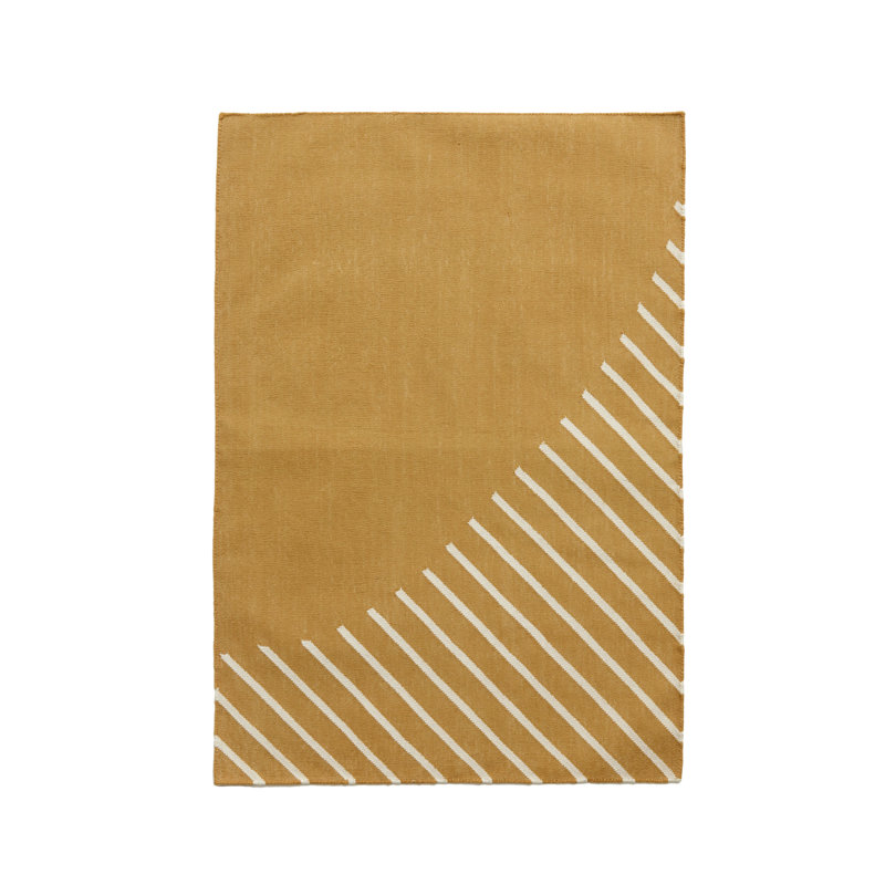 Abstract Flatweave Rectangle 5' x 7' Cotton Area Rug in Yellow