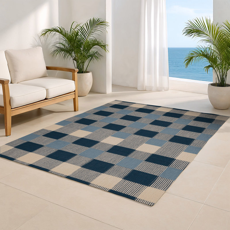 Tapis d'intérieur et d'extérieur à carreaux gris, Rectangulaire 2 pi x 3 pi