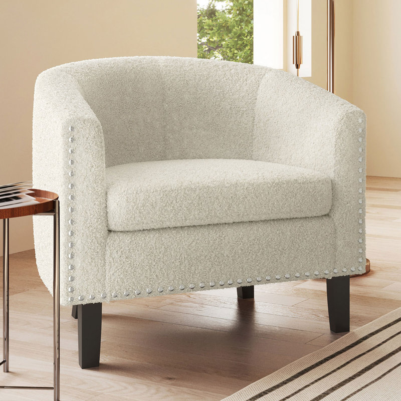 Fauteuil demi-tonneau de 28,74 po Cohmer, Polyester blanc