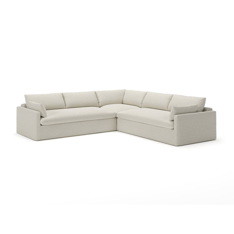 Luna 3-Piece Slipcovered Sectional, Macarena Light Gray Canvas
