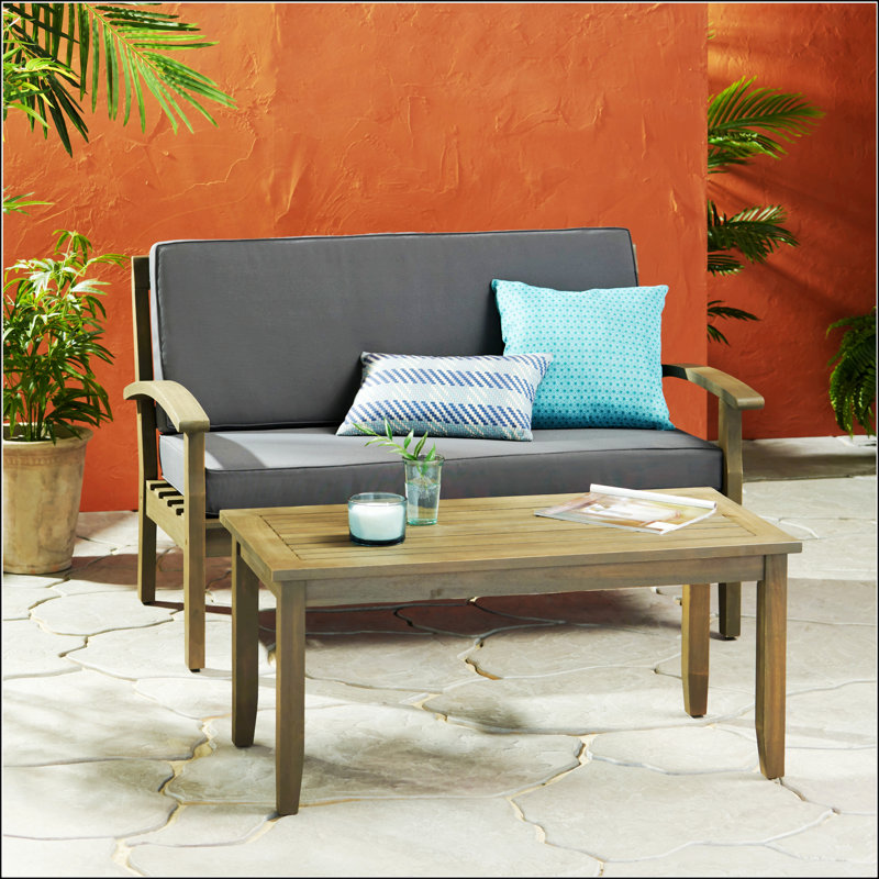 Causeuse et table basse Peyton, Gris foncé