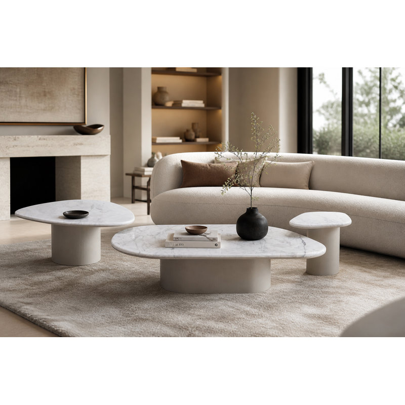 Jade 3-pc Coffee Table Set with Calacata Marble