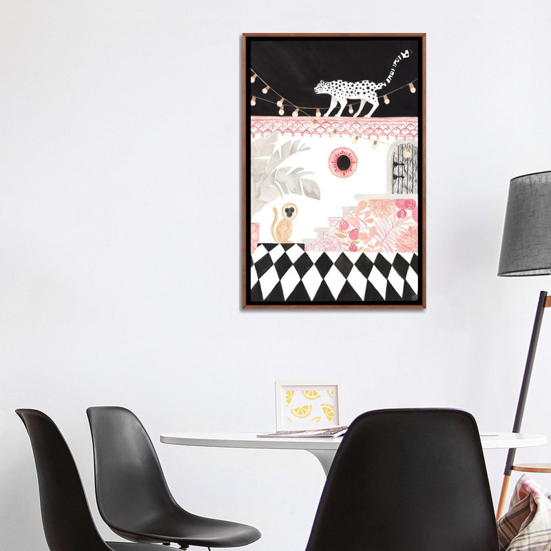 Art sur papier leopard et singe, Toile avec cadre en bois classique, H 48 po x l 32 po x P 1,5 po