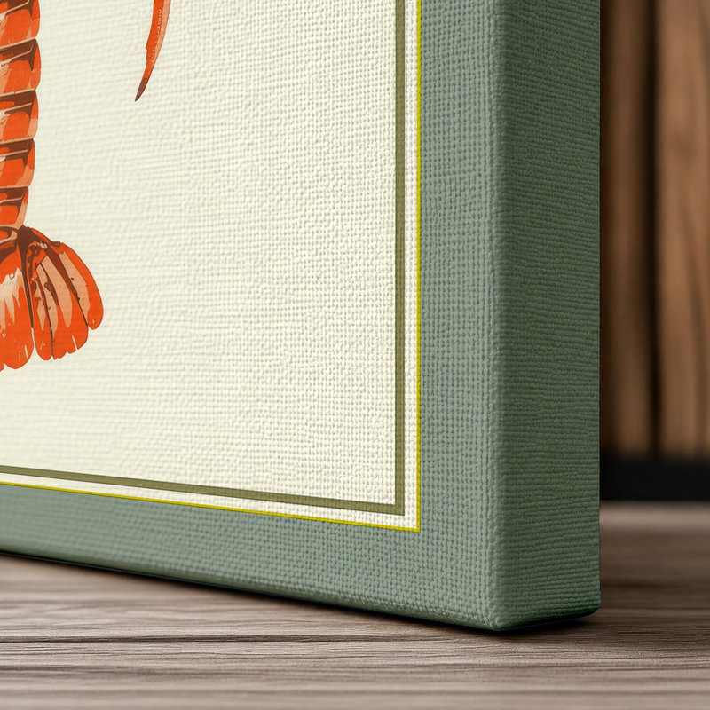 Lobster Study Japandi 1 Piece Wrapped Canvas Wall Art, 24x16 - 61.0 x 40.6 cm, Sage Border