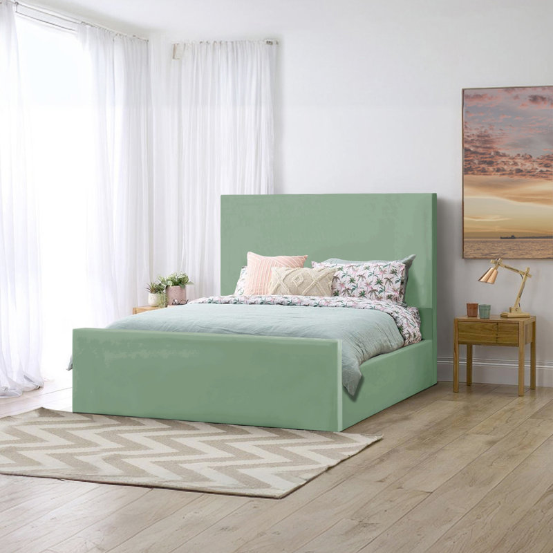 Amed Upholstered Ottoman Storage Bed, Double (4'6), Duck Egg