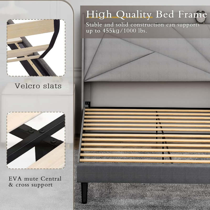 Medway Bed Frame with Charging Station, King