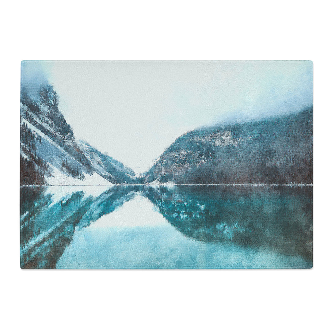 Tempered Glass Mountain Range Reflection Chopping Board