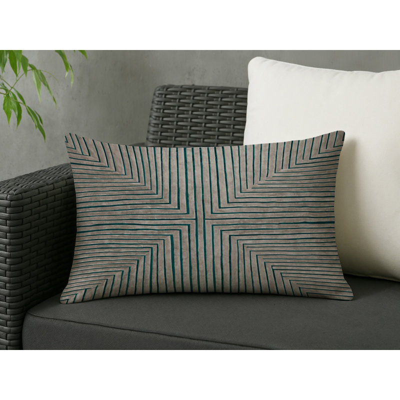 Coussin décoratif intérieur et extérieur Modern, Gris / brun clair abstrait, Rectangle H 20 po x l 14 po
