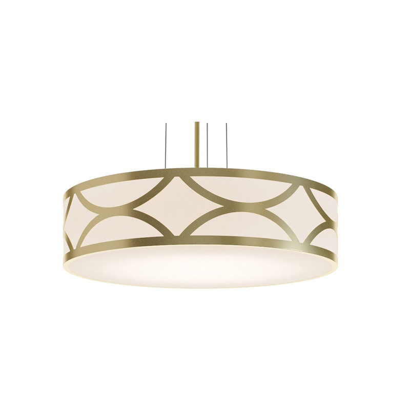 Luminaire suspendu tambour 1 lumière Bernville, Or, H 6 po x l 24 po x P 24 po