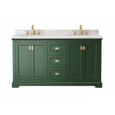 Ensemble de meuble-lavabo avec comptoir en marbre et lavabo double