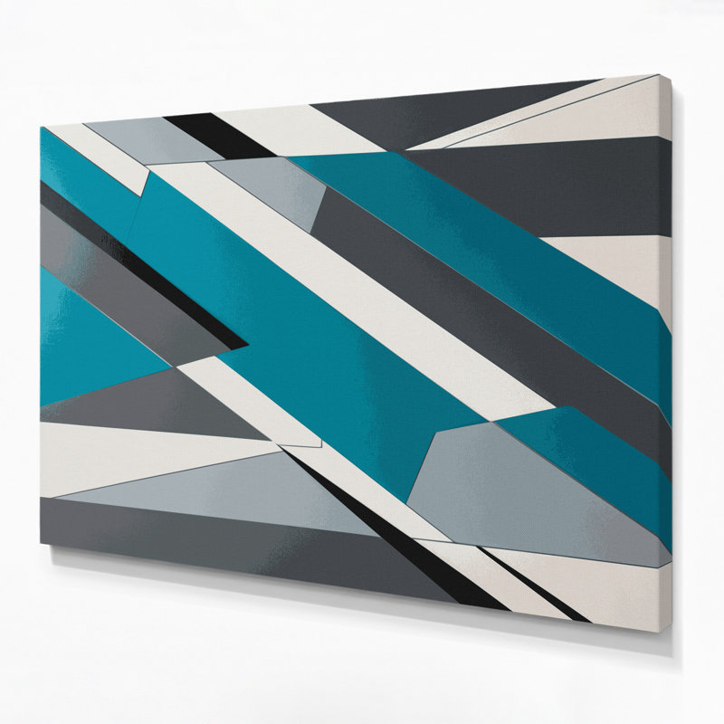 Hard Edge 92 Blue Canvas Wall Art, 24" H x 36" W