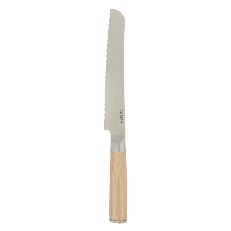 Babish 8'' Hollow Edge Bread Knife, Light Brown