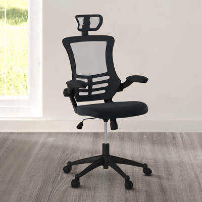 Techni Mobili Modern High-Back Mesh Executive Office Chair With Headrest And Flip-Up Arms