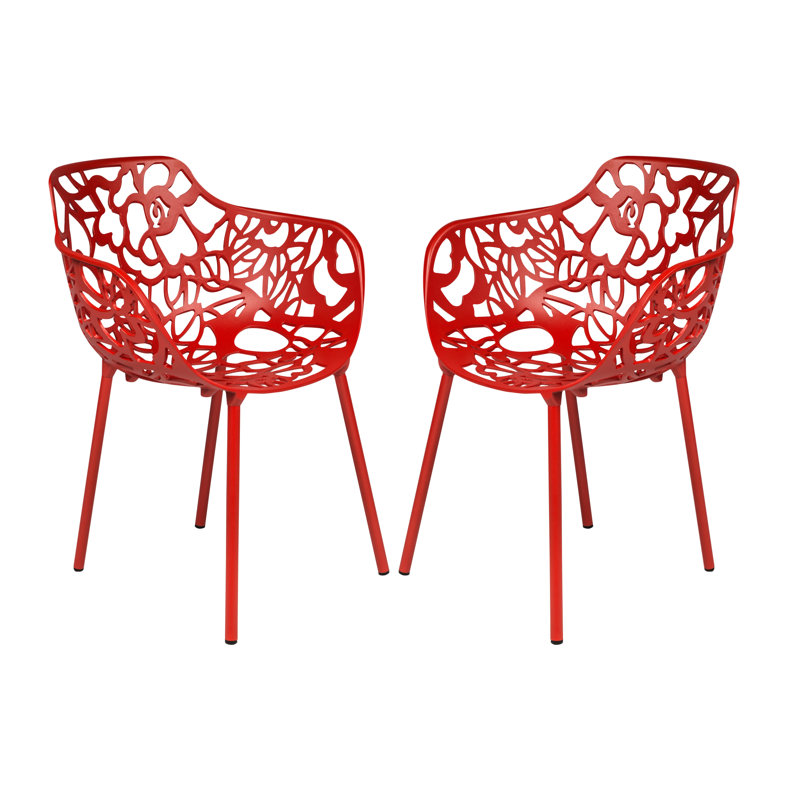 Fauteuil de patio Rabia, Ensemble de 2, Rouge