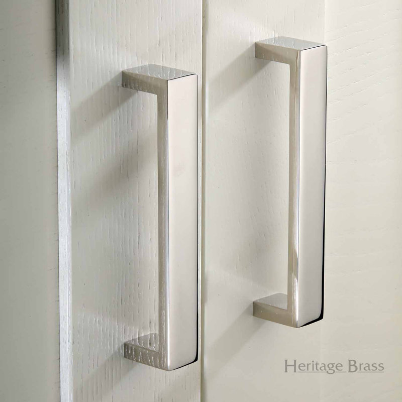 Heritage Brass Heritage Cabinet Pull Wide Metro Design, Polished Nickel, 12.8cm H x 2cm W x 13.6cm D