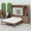 Lit escamotable avec tablettes de rangement, lumière DEL, tringle pour garde-robe et tiroirs intégrés-133706210