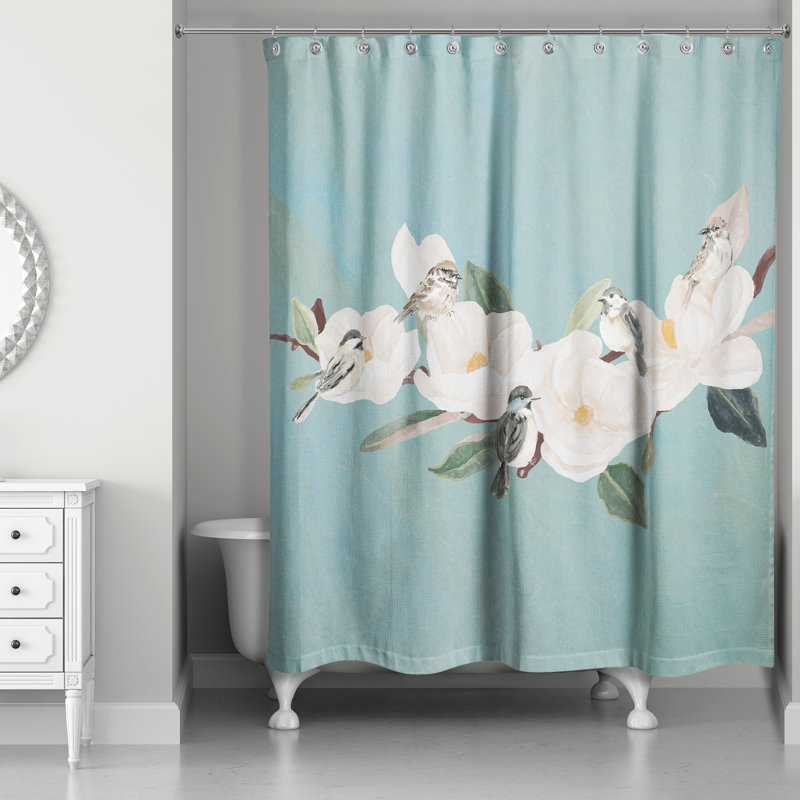 Rideau de douche oiseaux et magnolias