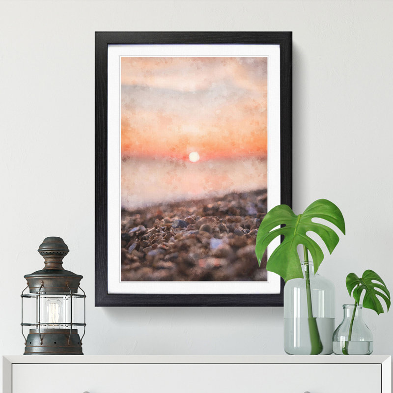 Sunset over Brighton Beach - Framed Print, Black Framed, 33cm H x 24cm W x 2cm D