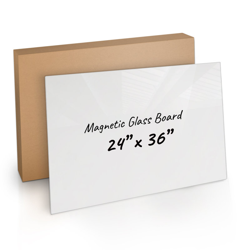 Frameless Magnetic Glass Dry Erase Board 36" x 24"