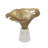 Aluminum Calla Lily Sculpture  on White Marble Base - 10.5x8x9" - Gold/White