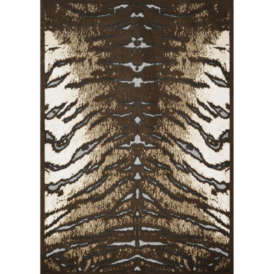 5 Ft. 3 In. X 7 Area Rug Featuring Cowhide Pattern And 3D Bold Personality, Ideal For Rustic Mountain Style Spaces Brown With Effect, Machine-Made Home