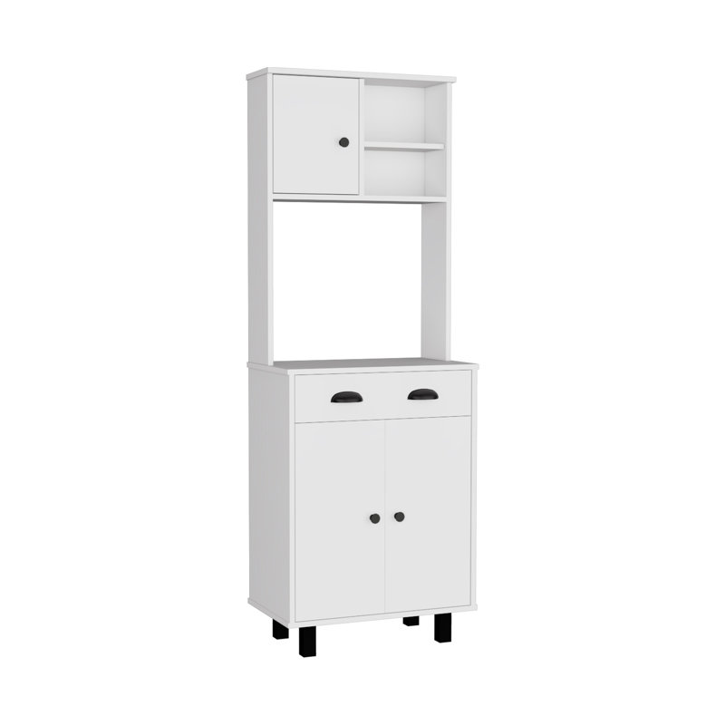 Garde-manger DEPOT E-SHOP 67 po H avec deux armoires, deux tablettes ouvertes et un tiroir, Blanc