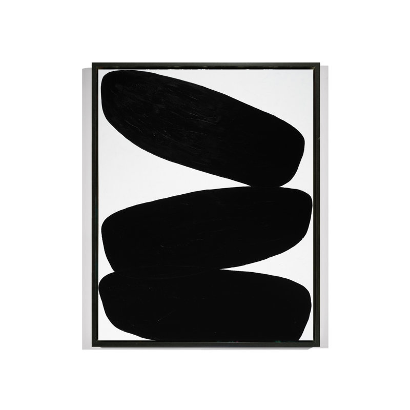 Trois haricots par Yaffa G, Cadre flottant noir, H 51 po x l 40 po