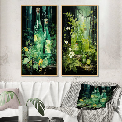 «Green Bottled Melody», ensemble d'art mural sur toile