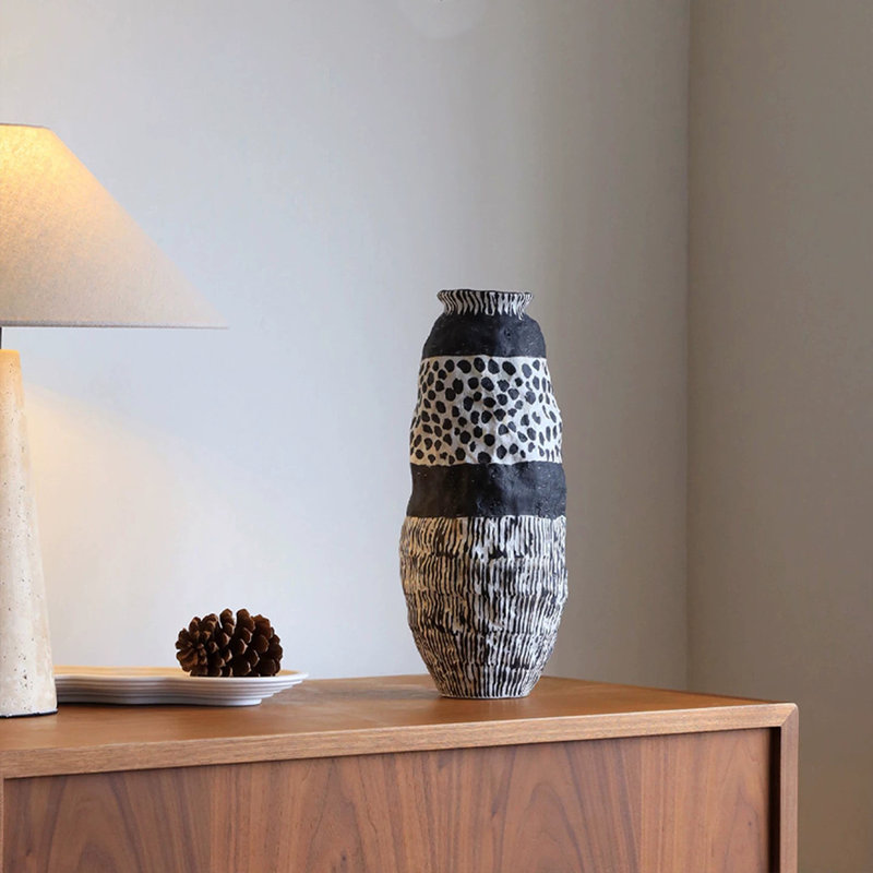 Black White Novelty Ceramic Table Vases, 13.39"H×5.51"L×5.51"W