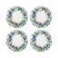 Wreath Flowers Blue Vegan Leather Round Coasters-1270682108