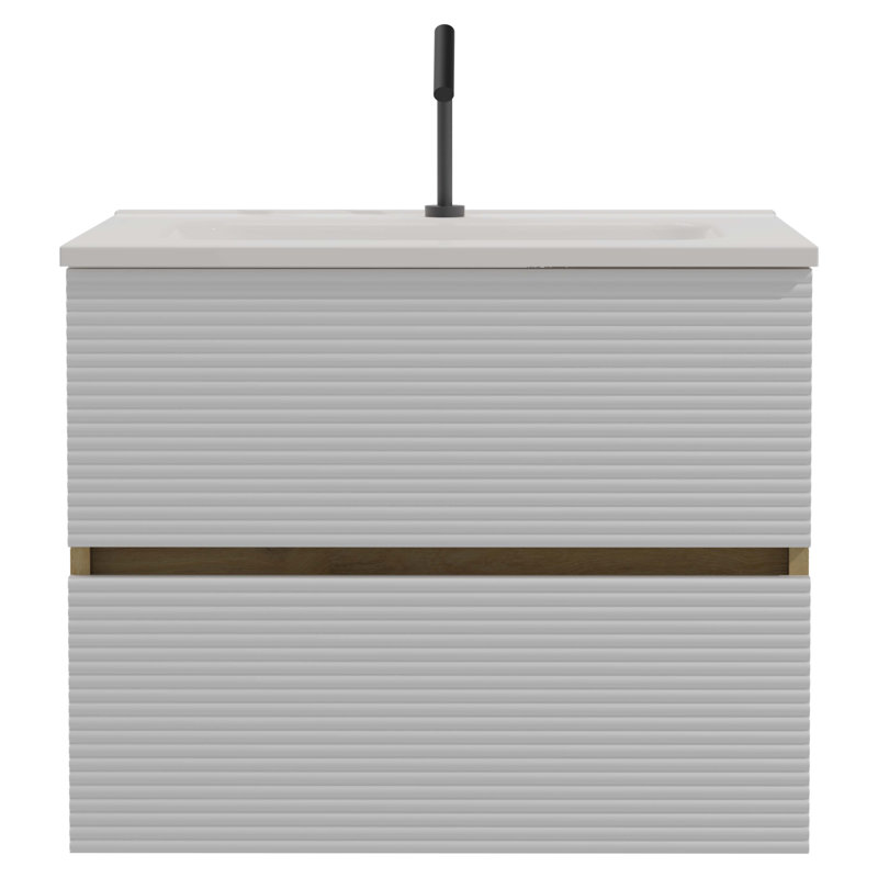 Meuble-lavabo moderne avec lavabo intégré et rangement abondant, Noir / brun, 24"