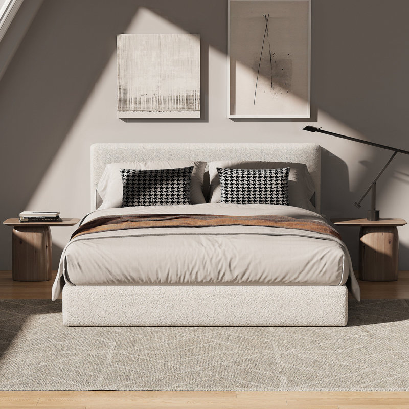 Boucle Bed Frame With Headboard, Double (4'6)