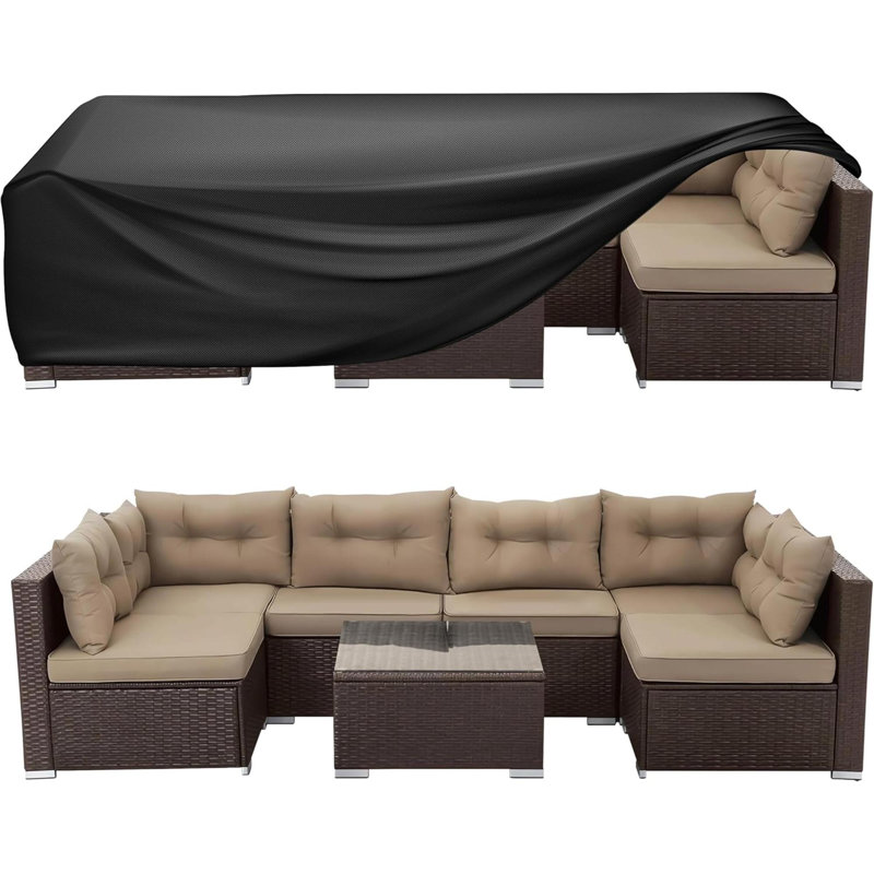 Housse de mobilier de patio rectangulaire, housse de table d'extérieur imperméable, housse de mobilier d'extérieur robuste, housse pour ensemble de patio modulaire