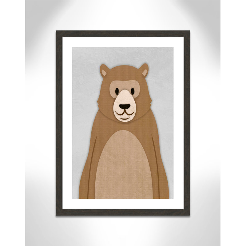 Adhésif décoratif Cheery Bear, H 34,5 po x l 24,5 po x P 0,6 po, Cadre plat à grain de bois noir