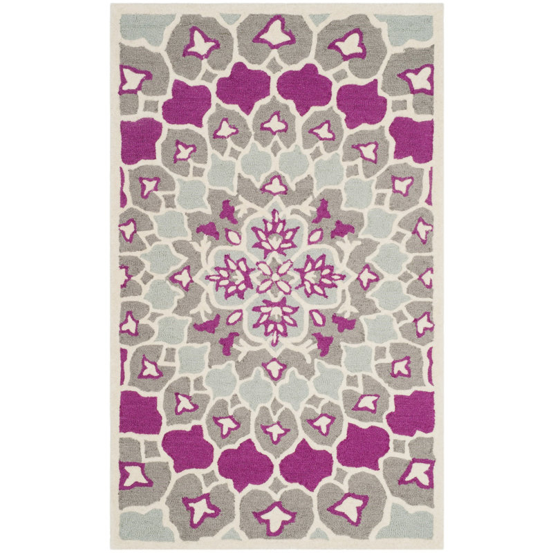 Miu Hand Tufted Wool Floral Rug, Rectangle 3' x 5'