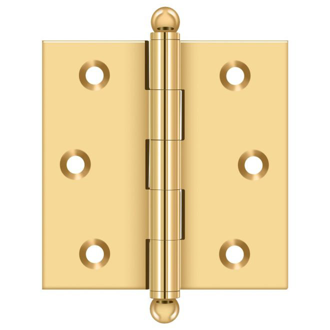 Charnière 2 1/2 po x 2 1/2 po Deltana CH2525CR003, avec embouts sphériques dans une paire de laiton poli PVD