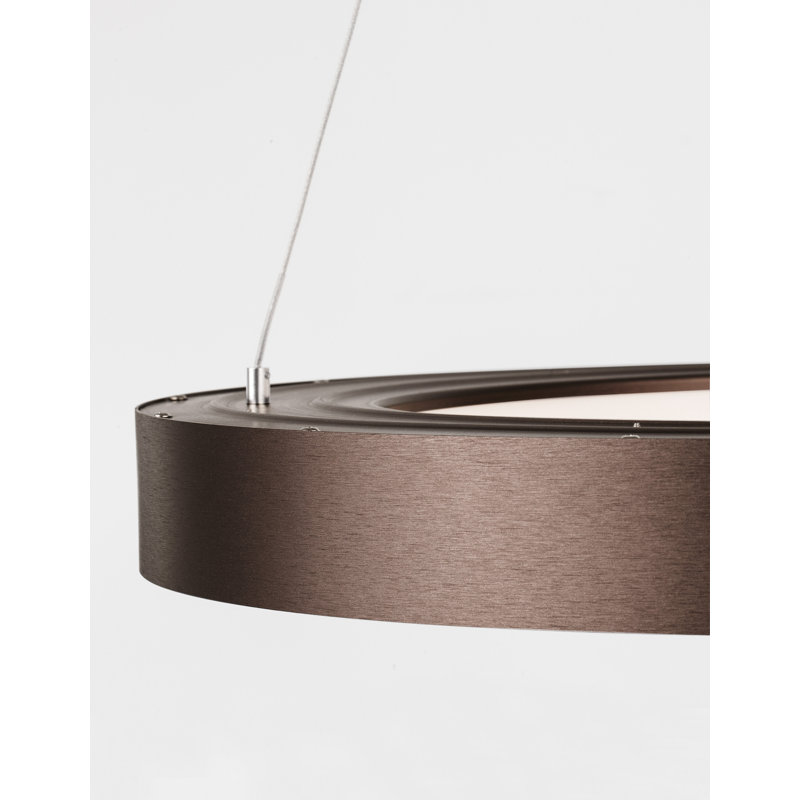 1 - Light LED Drum Pendant, Coffee Brown, 120cm H x 60cm W x 60cm D