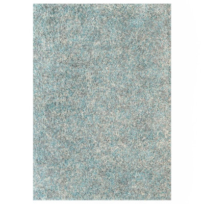 Doniece Blue Grey Shaggy Rug Soft Fluffy Deep Pile Mottled Warm Bedroom Mat