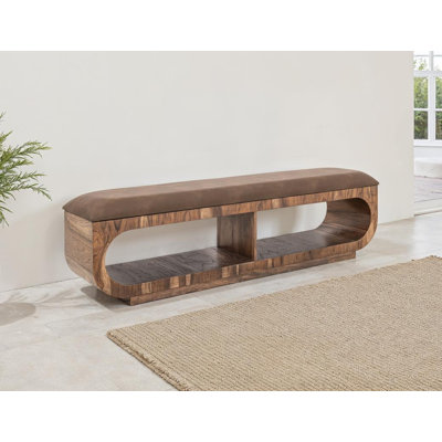 Banc rembourré avec deux tablettes ouvertes Balam, brun