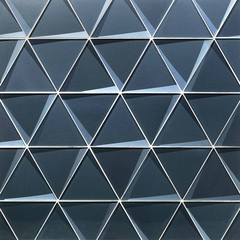 Remington 6” Triangle 3D Glass Mosaic Tile, Midnight Blue