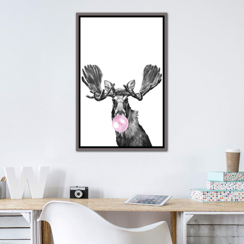 Art orignal de gomme à bulles, H 40 po x l 26 po x P 1,5 po, Toile encadrée de bois rustique foncé