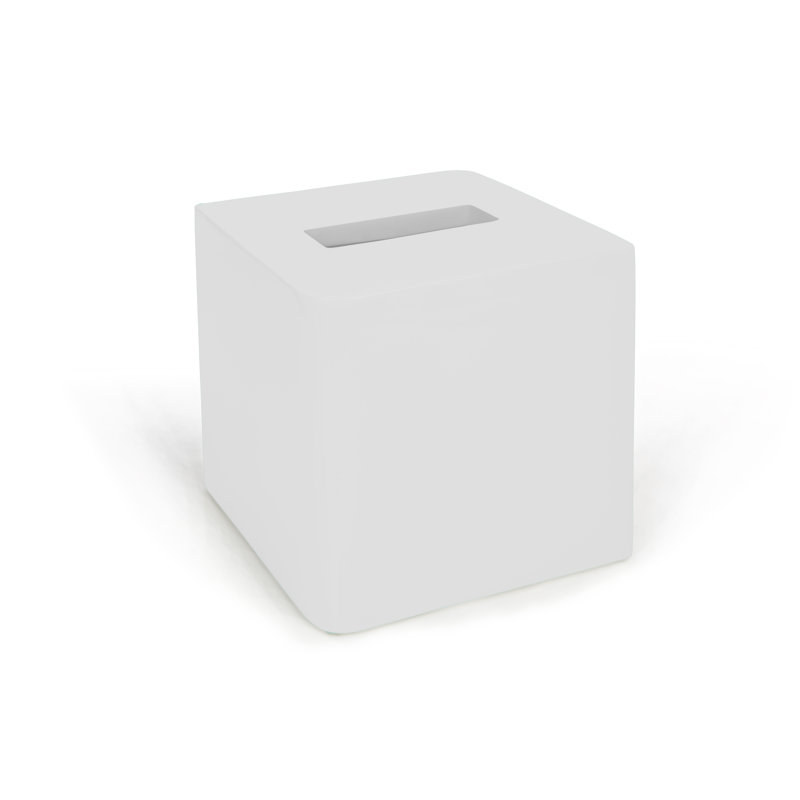 Glossy White Lacquer Resin Tissue Holder
