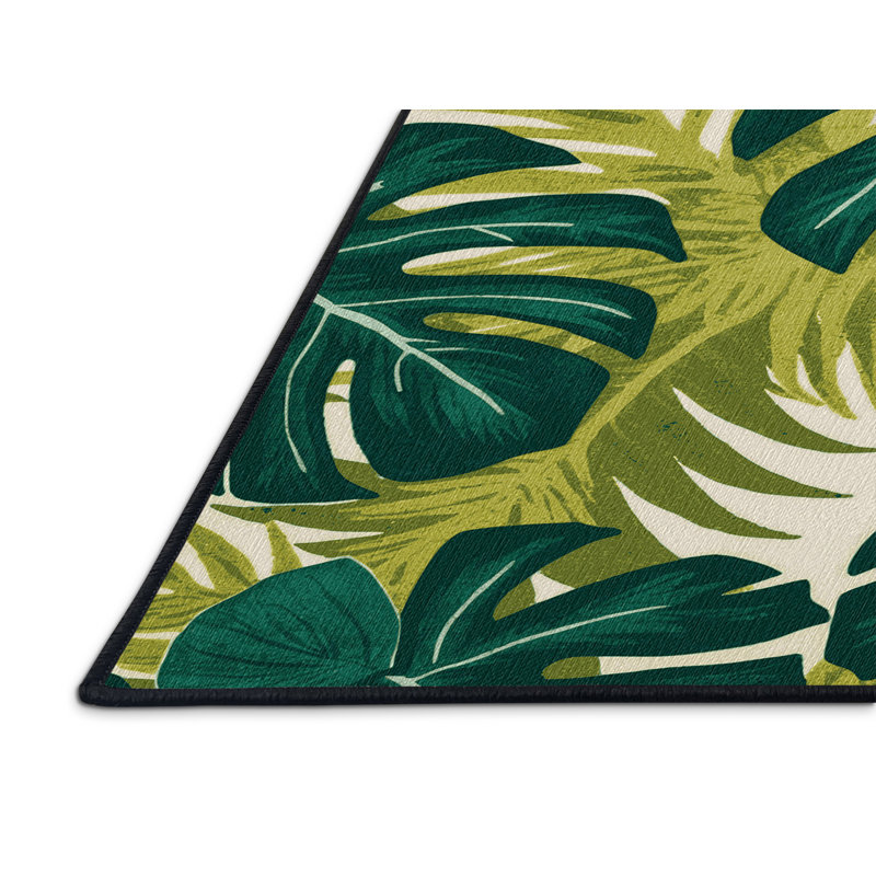  Tapis lavable hawaïen à feuilles Monstera, Rectangulaire 3 pi x 5 pi