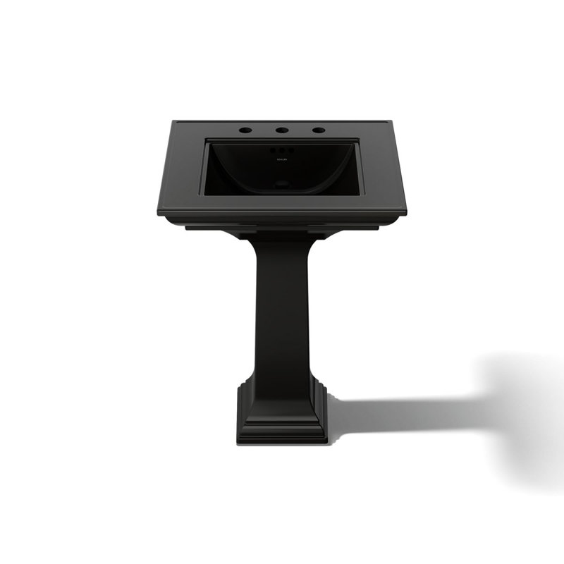 Memoirs® Stately 24" Pedestal Bathroom Sink with 4" Centerset Faucet Holes, Black, 8" Centers, 34.75" H x 20.5" W x 24.5" L